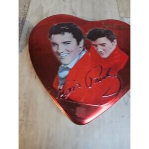 Russell Stover Elvis Presley Heart Shape Tins 7” & 5” Set of 2 Vintage Collect